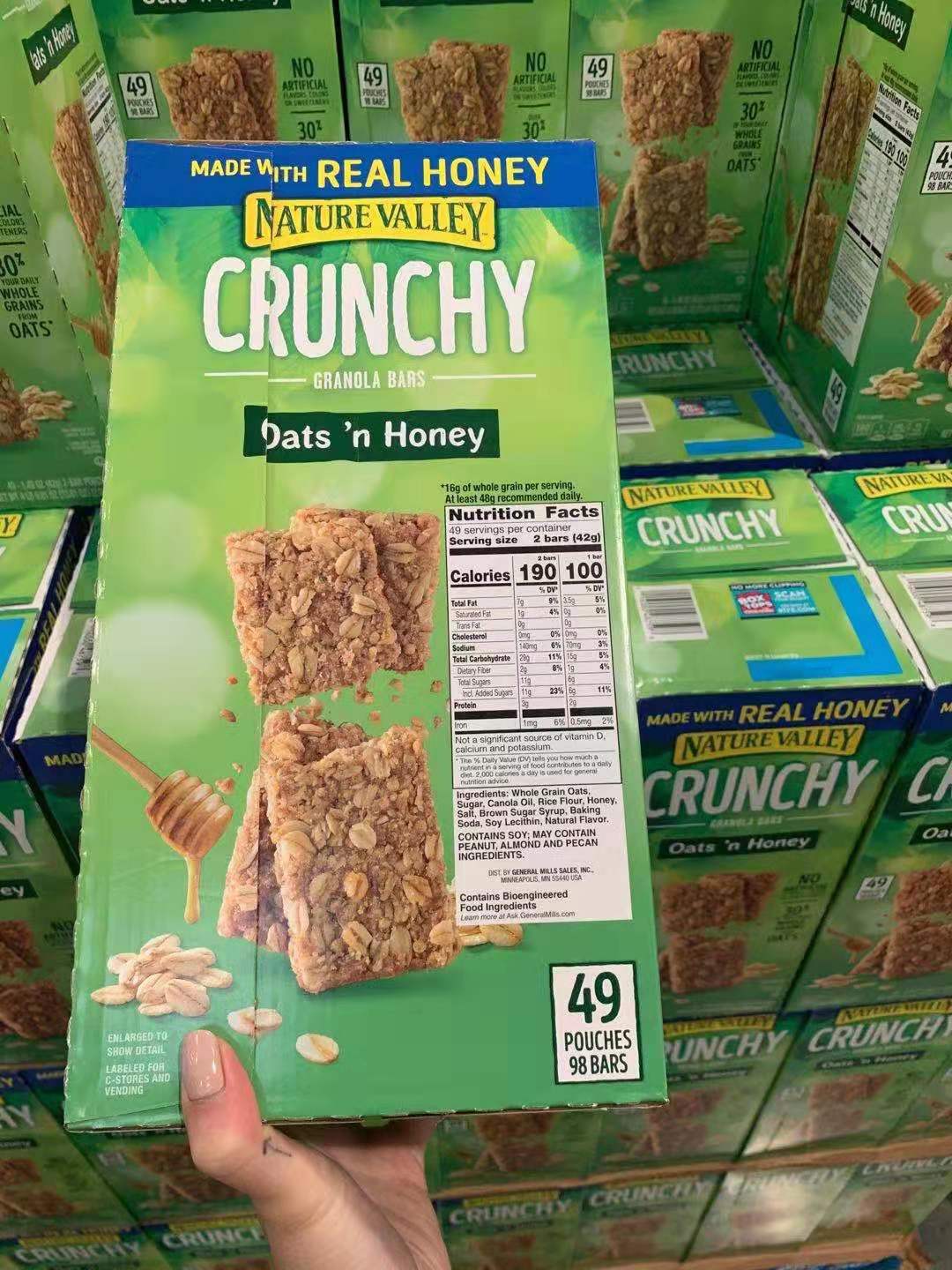 nature valley crunchy oatsn honey granola bars, 98-count nature