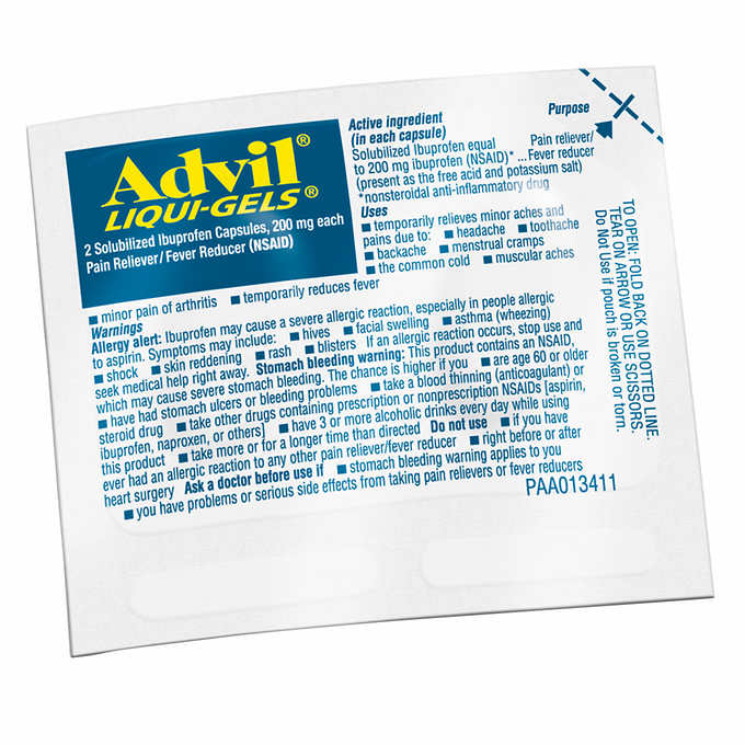 dispenser box, 2 capsules, 50-count advil 惠氏 布洛芬液体胶囊 2