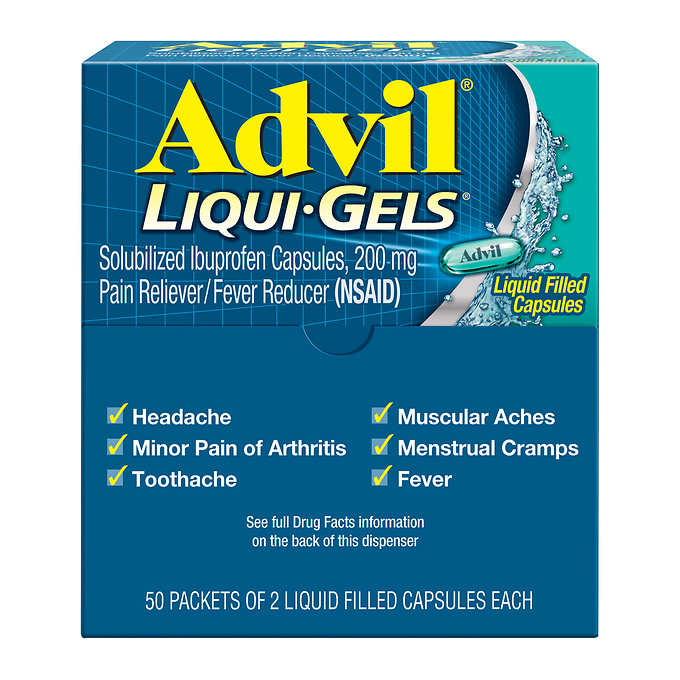 dispenser box, 2 capsules, 50-count advil 惠氏 布洛芬液体胶囊 2