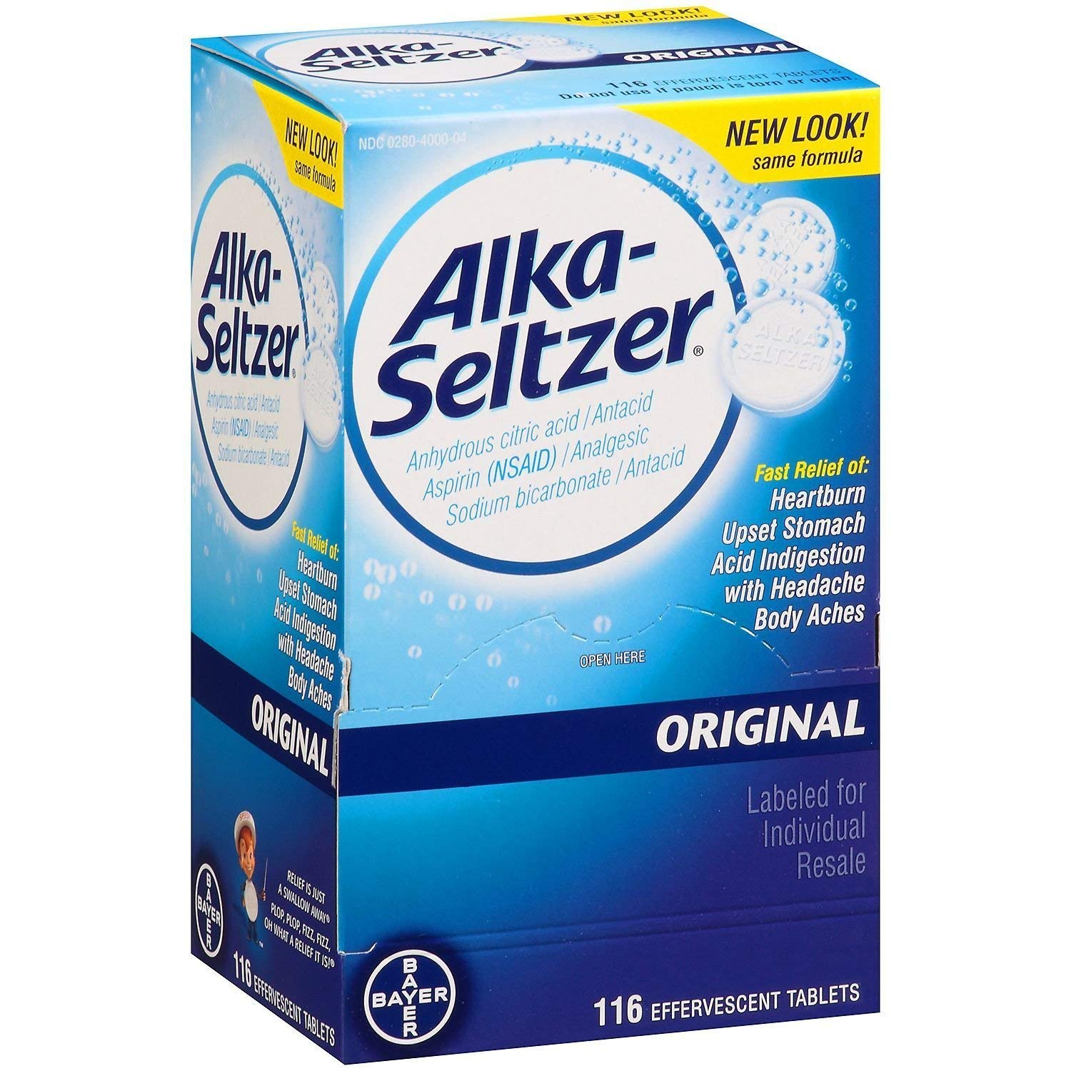 alka-seltzer original effervescent antacid and pain