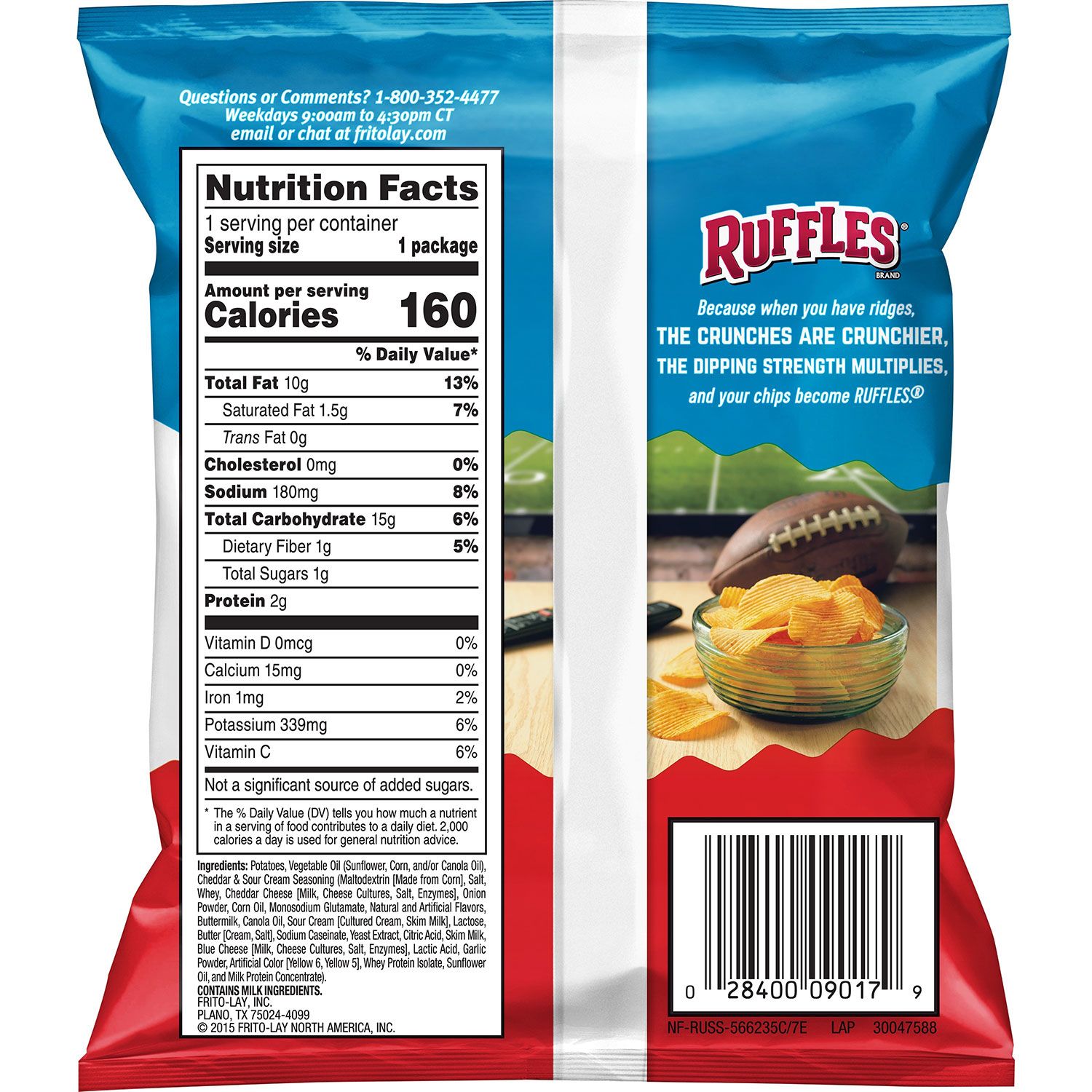 ruffles cheddar & sour cream potato chips (1 oz., 50 ct.