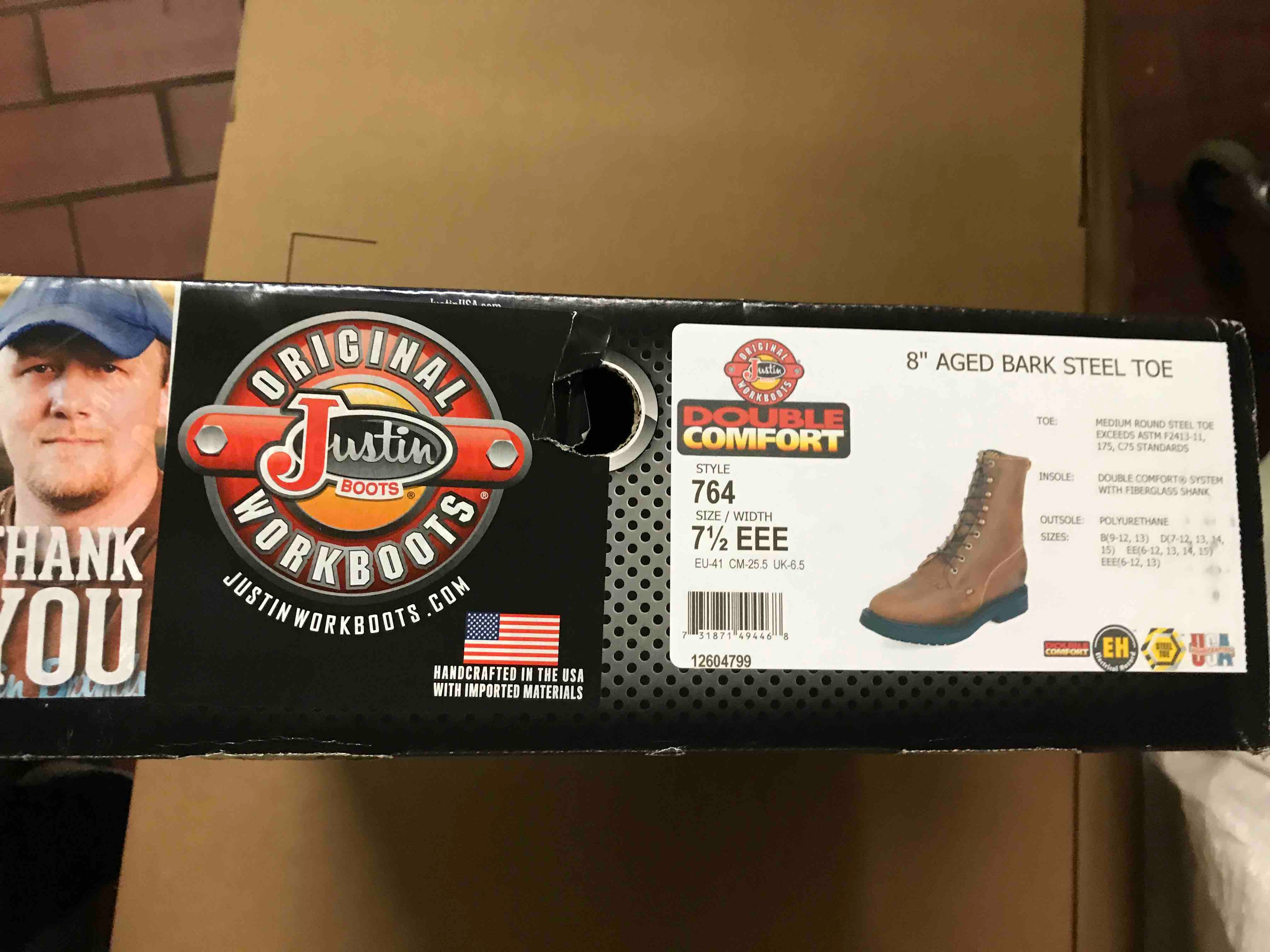 justin aged bark work boots