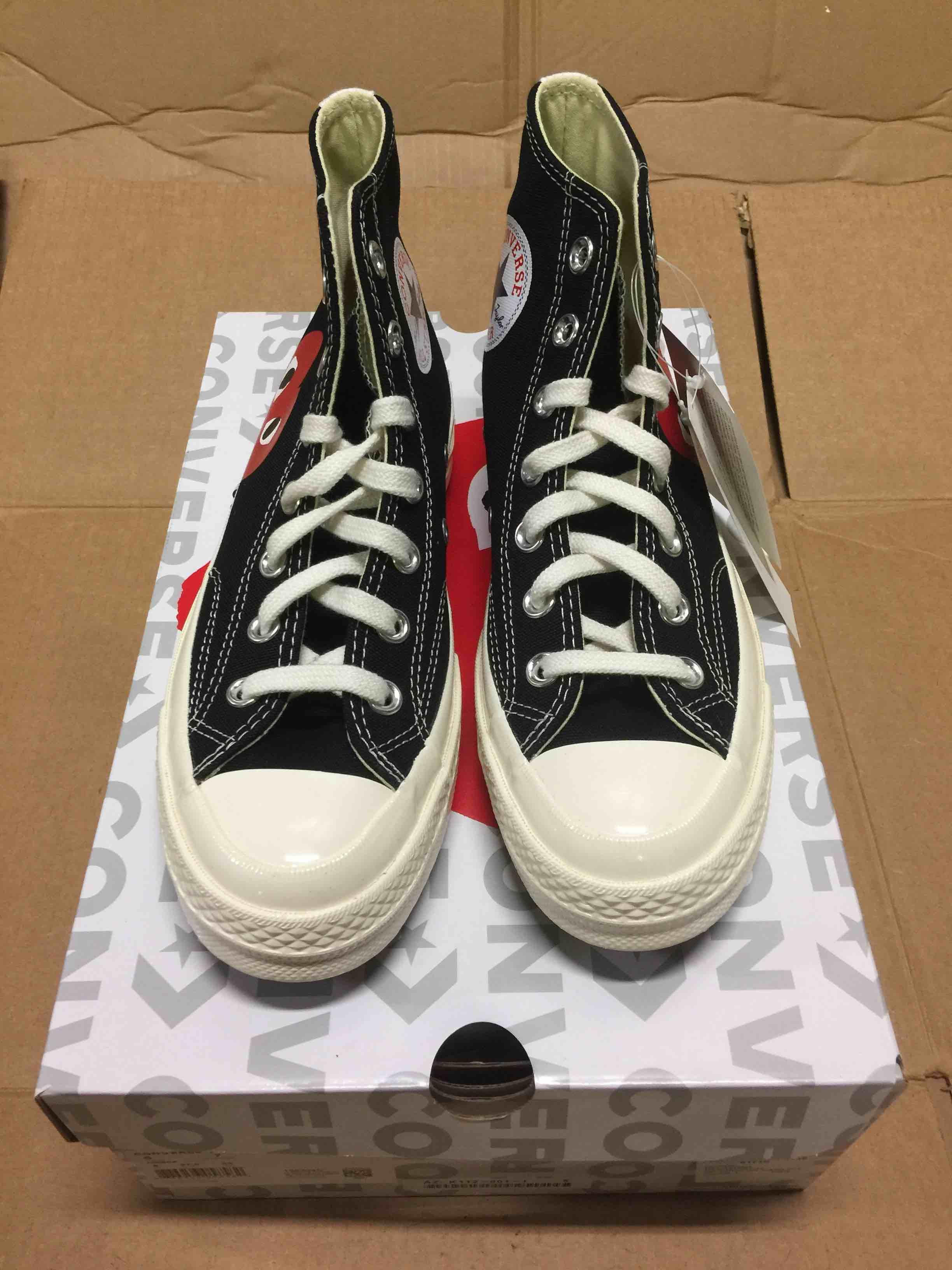 comme des garcons play converse large emblem high top canvas sneakers
